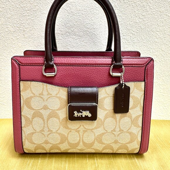 Coach Grace Carryall CJ634 Colorblock Sign Canvas Raspberry/Multi, Xbody - NWOT - Picture 2 of 13